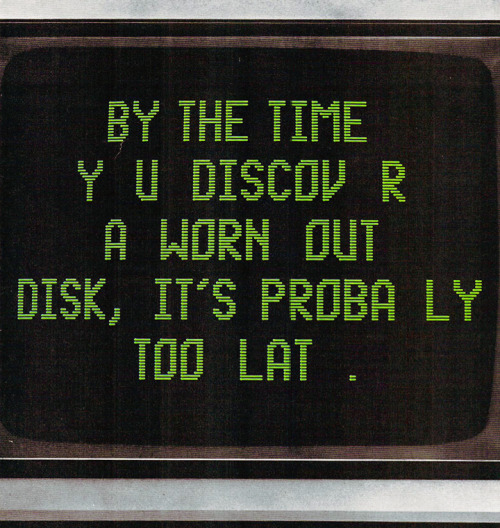 wwwtxt:  IT’S PROBA_LY TOO LAT_ ▰ Advertisement for TDK’s  No-Risk Disk℠ in Family Computing (Vol 2, No 1) ☯84JAN  (Featured in my Visual interview with Société Perrier / Q: “What is media archaeology?”) 