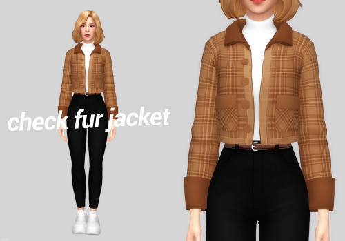 casteru: check fur jacket // T.O.U. female top 37 swatches: checkered &amp; solid (from sol pale