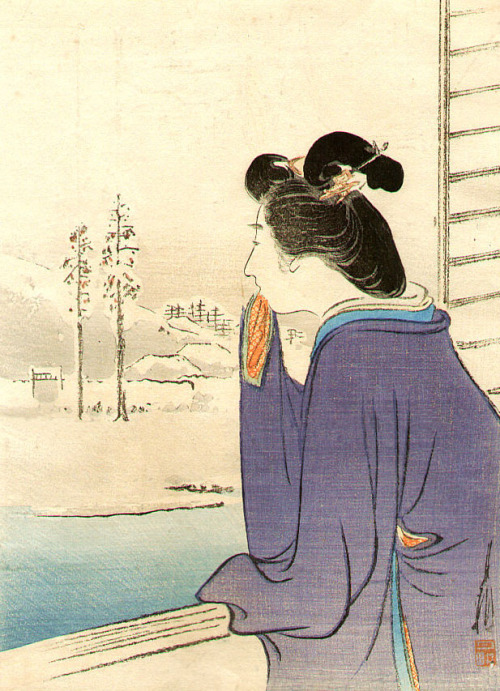 Ogata Gekkou (1859-1920)　尾形月耕Beauty in Winter, 1912