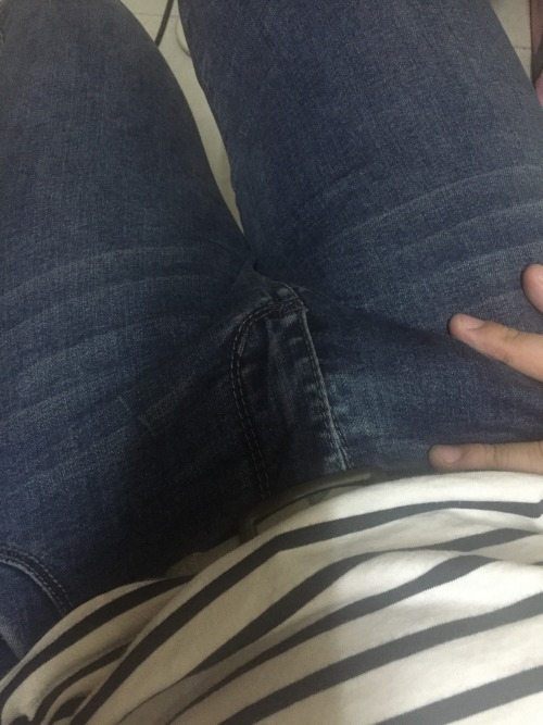 new jeans&hellip;it&rsquo;s so tight and makes my dick harder and harder