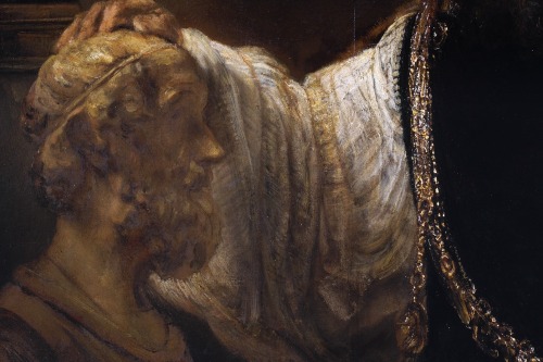 xshayarsha:Aristotle with a bust of Homer, 1653 (detail) Rembrandt.