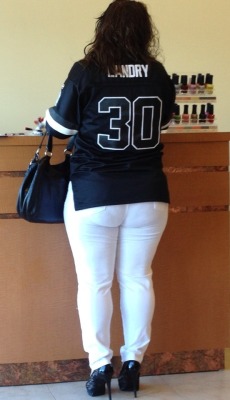 Pawgwife69:  So To Fill 3 Simple Requests-White Pants, Jersey, And High Heels; I