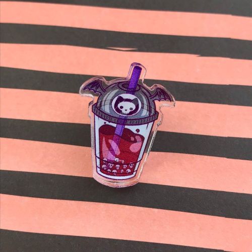 My Vampire Boba Tea Design Is Also Available As 1 Inch Acrylic Pins! Get One Just In Time For Halloween!