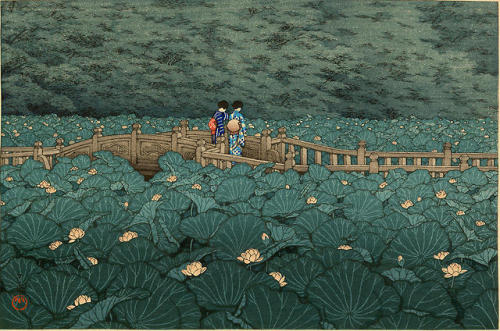 Hasui Kawase, The Pond at Benten Shrine, Shiba