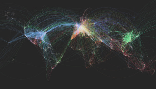 mapsontheweb:Worldwide Flight Patterns.Zoomable map &gt;&gt;