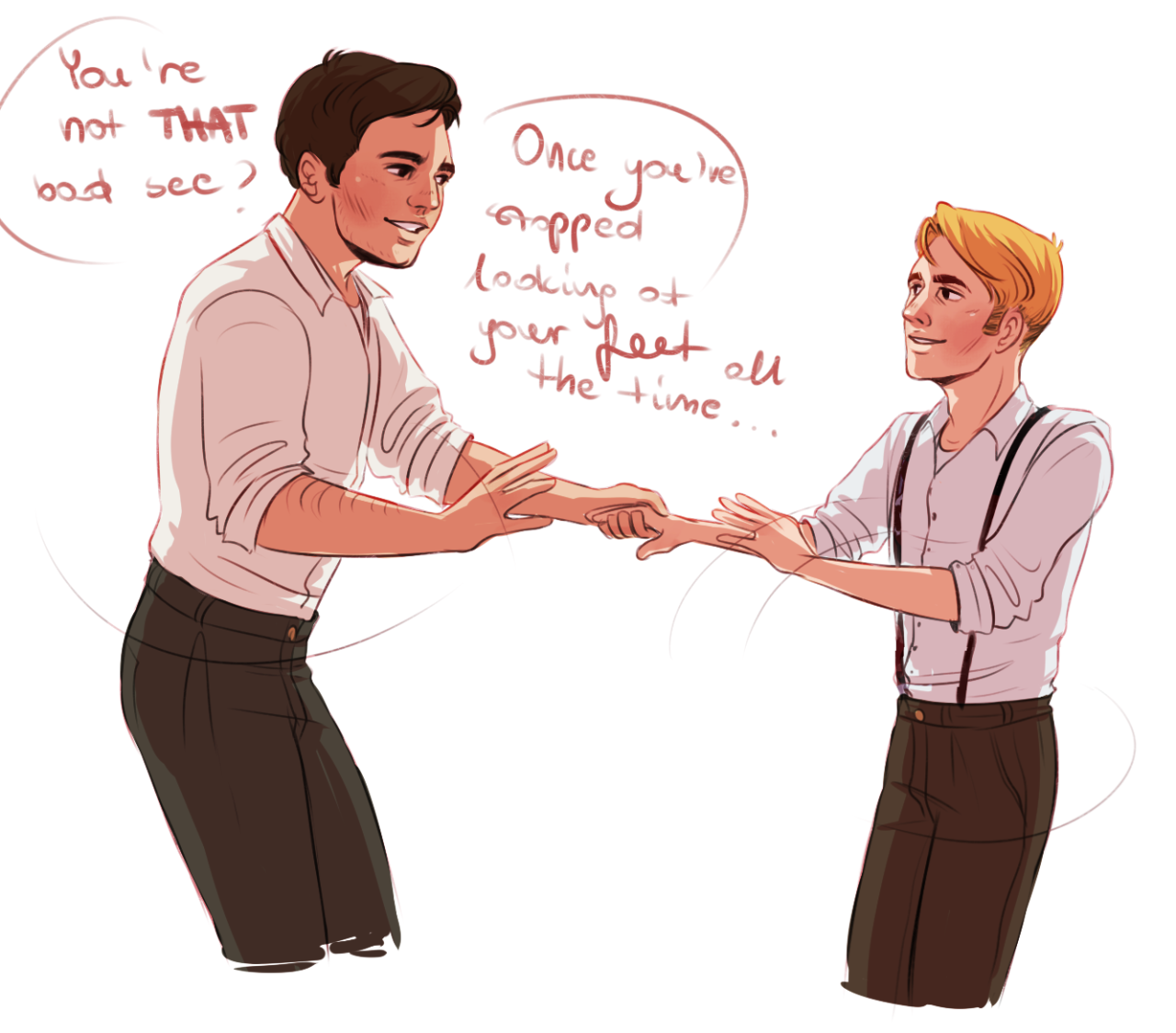 kayaczek:  so umm Bucky was teaching Steve how to lindy and then things got more