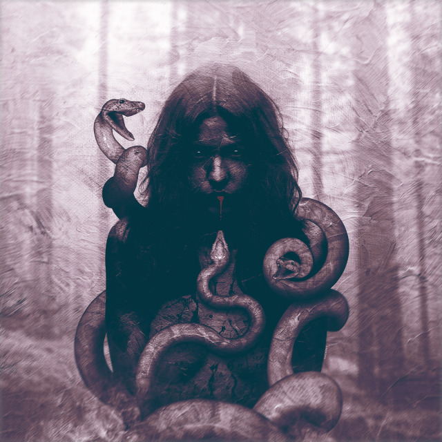 Heretic, by Kiren Bagchee, via Bēhance. #illustration#weird art#kiren bagchee#wild woman#bright eyes#snakes#dark art