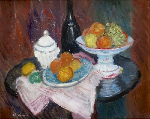 Still Life with Fruit and Bowl   -   Charles Camoin ,French, 1879-1965Oil on canvas ,