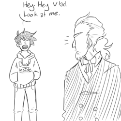 hitamory:  danny is a 14 year old boy and i refuse to accept that he wouldn’t pull this bullshit on vlad at any given moment regardless of the consequences. because teenage boys have no fear of god nor death.reblogs are fine! but if you repost my art