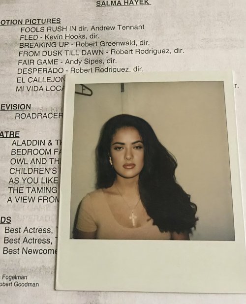 marcoszks:Salma Hayek casting Polaroid from the 90s 