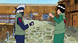 bvckybrns: naruto gif challenge :: six friendships↳ [2/6] kakashi &amp; gai