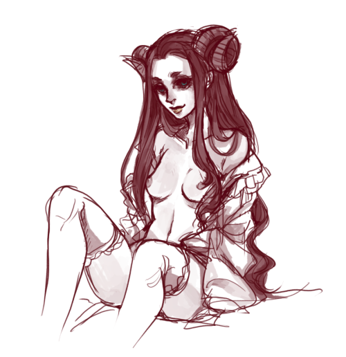 i draw nothing but half naked girls when i’m stressed nero in some AU horns are decorative.,.