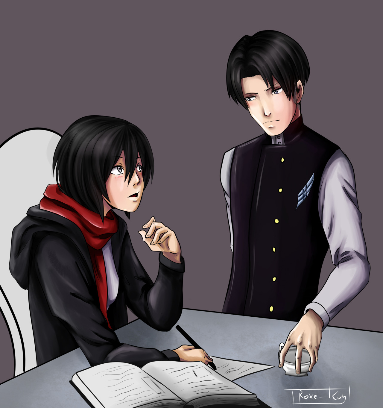 roxe-kun:  Waiter-Student AU cause yes Just giving a try how they look ;_;  (Talked