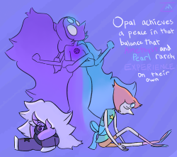 triangle-mother:  triangle-mother:  “Amethyst’s ability to live in the moment plus Pearl’s obsessive single-mindedness result in a Fusion that is very balanced.”  - Garnet, Guide to the Crystal Gems   “Perfect balance is very difficult to