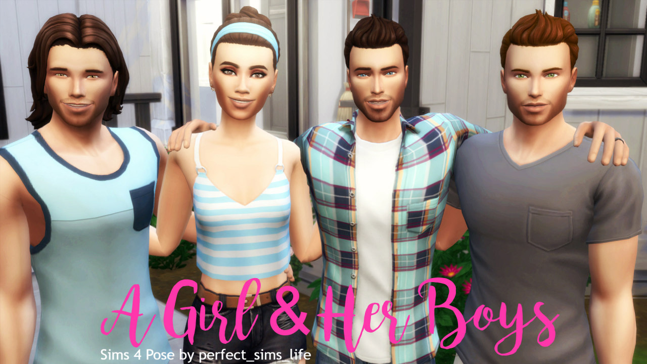 TS4 Poses — A Girl & Her Boys