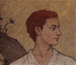 Edward McKnight Kauffer by Maxwell Ashby Armfield -English, 1881–1972- (1915).Oil on canvas. | 11 ¾ in. x 13 ¾ in. (298 mm x 350 mm)National Portrait Gallery, London.