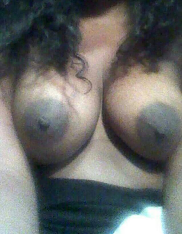 myebonyhotwife:  I love my girls tits. Them big dark nipples!