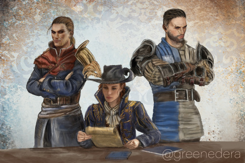 greenedera:  GreedFall fanart. Jeanne De Sardet, Legate of the Merchant Congregation, is busy. And d