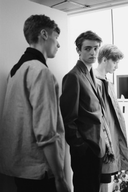 strangeforeignbeauty:  Freddie Stoker, Ben Waters &amp; Justin Sterling | Margaret Howell Spring/Summer 2014 London Collection Backstage by Roberta Ridolfi [ b&amp;w | fave models | 1000+ notes | facebook | twitter | google+ | instagram