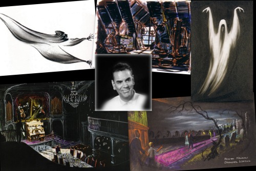 Tribute collages of the art of the Haunted Mansion’s main creators: Marc Davis, Claude Coats, 