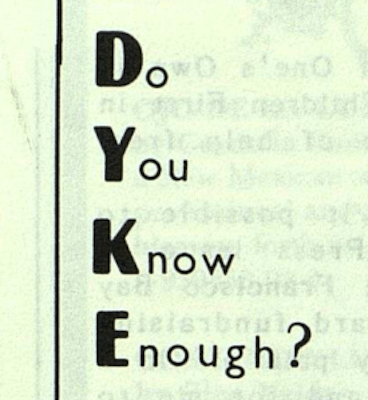 lesbianherstorian:magazine ad for d.y.k.e.: the game of lesbian life and culture