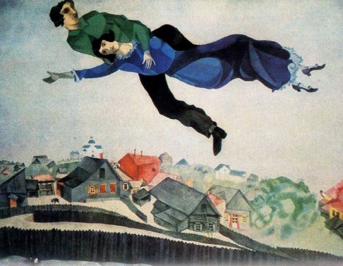 artist-chagall:Over the town, 1918, Marc ChagallMedium: oil,canvas