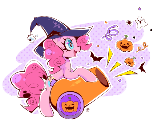 milkayart:pinkie’s party cannon covers halloween too!