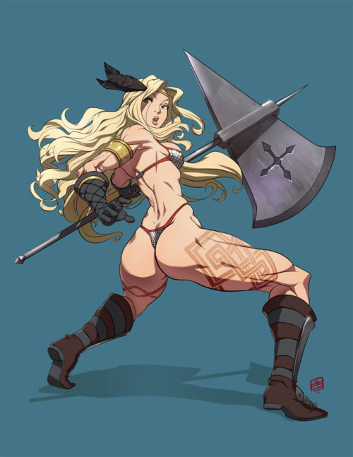 lovelygirlsandgeekystuff:  Okay, I definitely have a crush, dragonâ€™s crown amazon is mha waifuÂ !Whatâ€™s not sexy about a cute blonde with big biceps and a giant axeÂ ? 