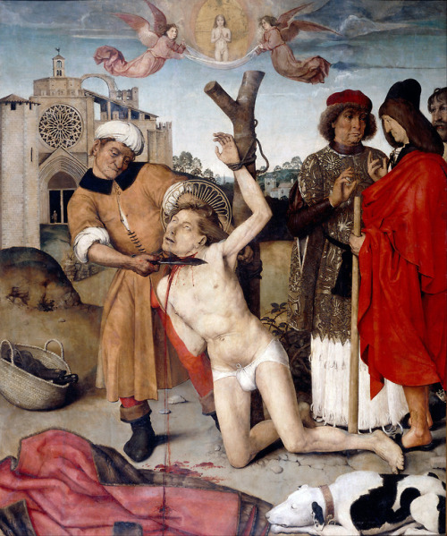 Ayne Bru - Martyrdom of St. Cucuphas (c. 1502).Cucuphas is the patron saint of hunchbacks and petty 