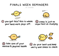 chibird:  We’ve reached the end of the semester, and I wish you all best of luck on the final push! &gt;u&lt; I’m in hyperdrive with final projects and exams myself, so I’ll be here working hard alongside you all.