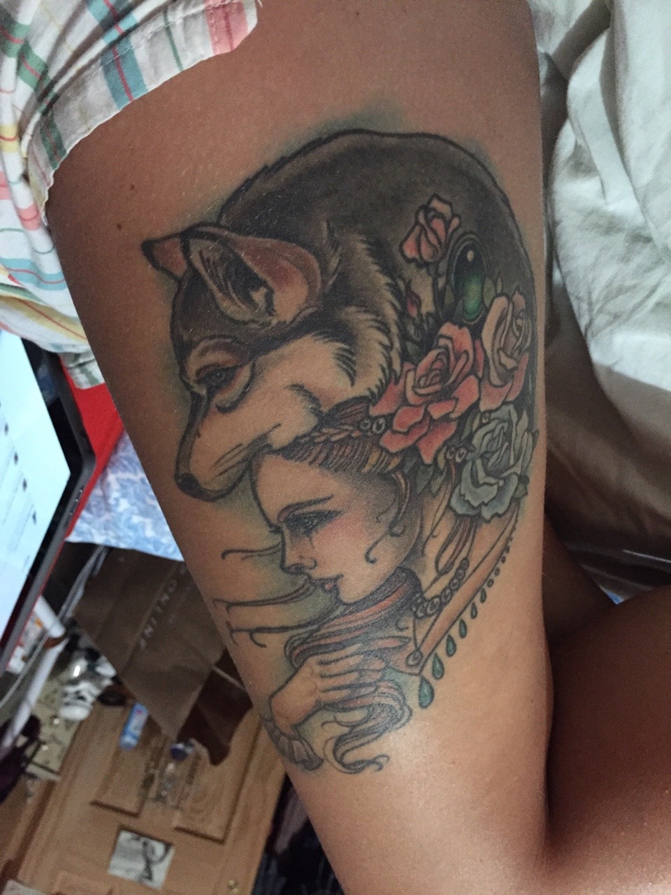 fuckyeahtattoos:  My lady wolf is inspired by Sansa Stark, my favorite character