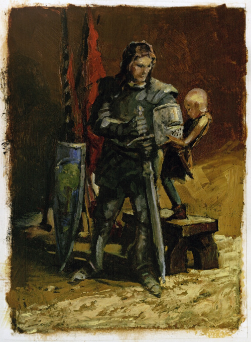  Duncan the Tall being armored by Aegon “Egg” Targaryen, from a set of oil paint sketches included i