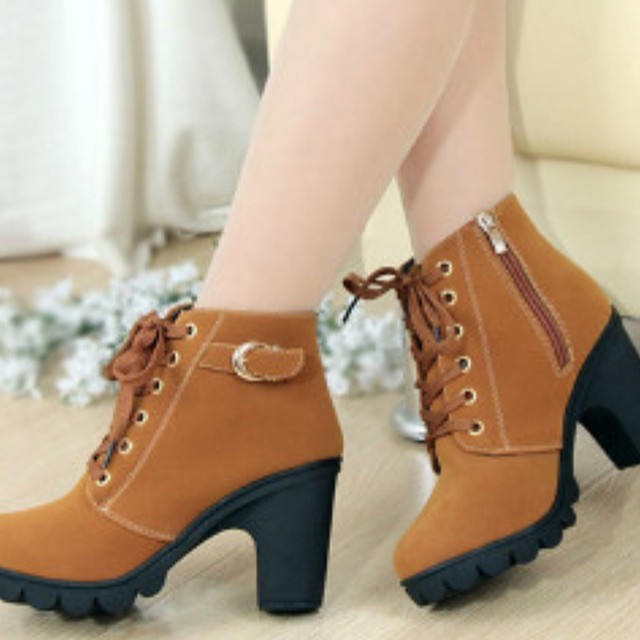 High heel motorcycle boots women