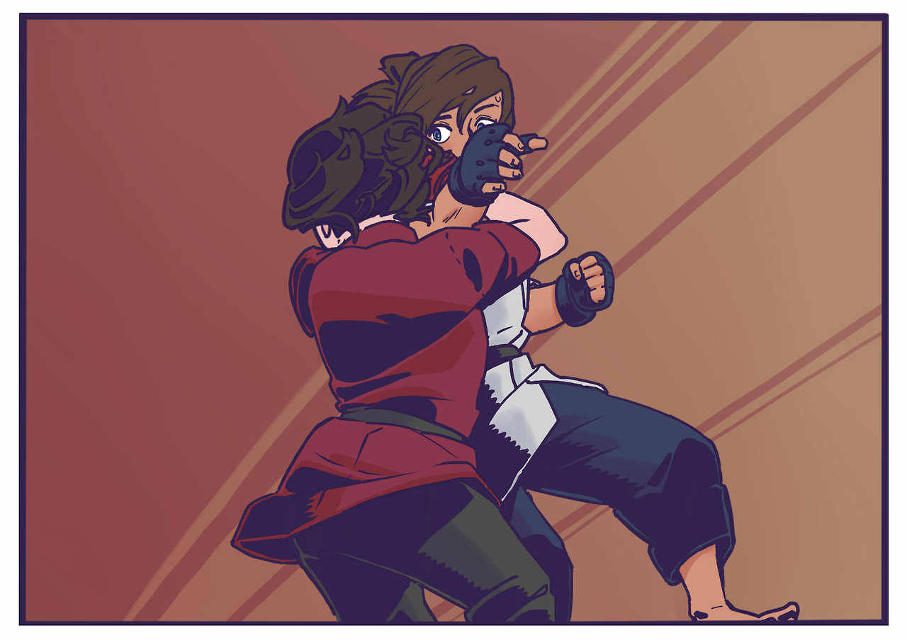 artsypencil:    Asami and Korra Sparring     Asami doesn’t get as much cred as