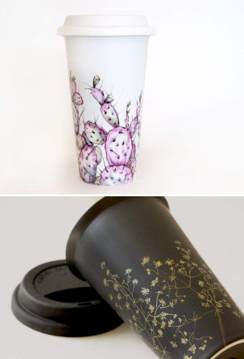 gewoon-ellianna: sosuperawesome:  Hand Painted Glassware and Ceramics by yevgenia on Etsy Browse mor