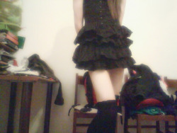   Black Dress, Black Stockings!  Sorry for