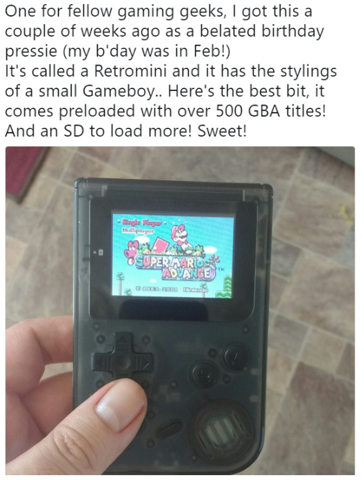 shutupandtakemymonies: The Retromini (Retro mini) is a handheld console which can