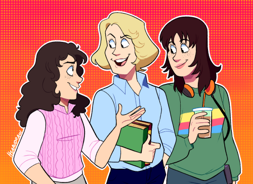 itsaaudraw:the main three final girls if they all went to the same high school