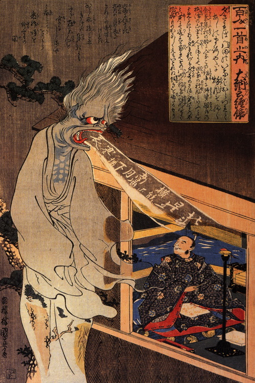 magictransistor:  Utagawa Kuniyoshi. The Poet Dainagon Sees an Apparition. 1860s.