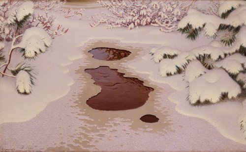 catonhottinroof:Gustaf Fjaestad (1868 - 1948) Spring in Winter