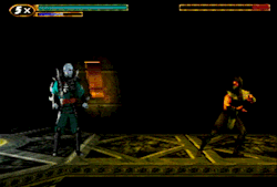 n64thstreet:Sareena sneakily shanks Quan Chi in MK Mythologies: Sub-Zero, by Midway.