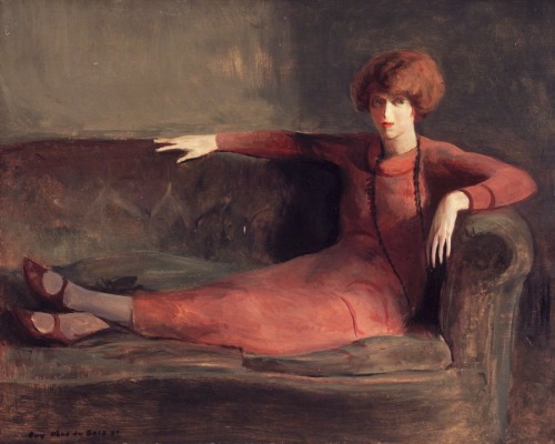 Woman on Sofa (c.1922-1927). Guy Pène du Bois (American, 1884-1958). Oil on panel. Brooklyn M