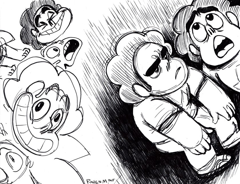 raveneesimo:  Experimenting with different Steven faces. Also known as.. more doodling.