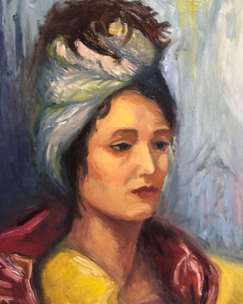  Alla prima oil painting of a woman lost in thought — ‘alla prima’ means it was painted in one day. 