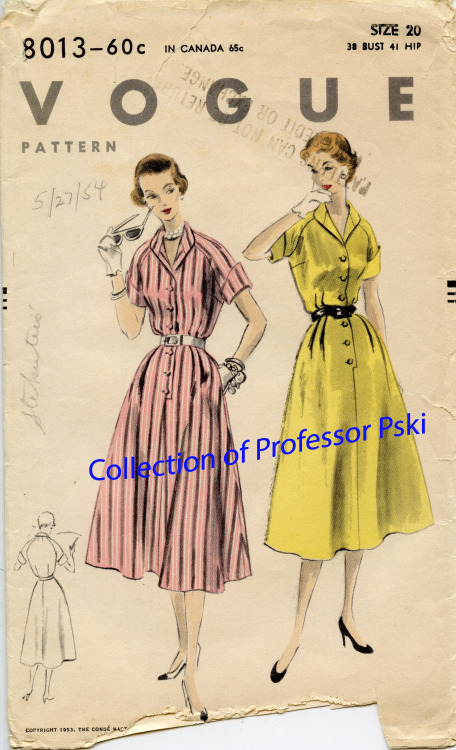 The Perfect Shirtwaist Dress for Summer? Vogue 8013 I was paging through my notebooks of vintage pat