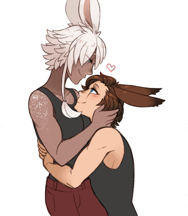 *pushes my xiv characters together like barbies* now kiss #viera #warrior of light #FFXIV #Final Fantasy XIV