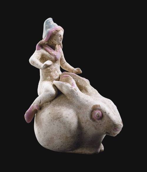 blackpaint20:Youth riding a rabbit - Canosan terracotta group, Apulia, Italy; ca. early 3rd century 