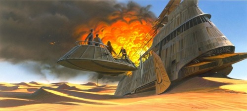 talesfromweirdland:Ralph McQuarrie’s designs for Jabba’s sail barge.I remember the scene