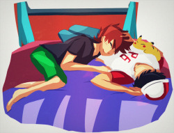 thatdoodlebug: red: *pets the sleepy head*