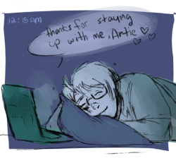 starvingfartist:  starvingfartist:  &ldquo;Sweet dreams!&rdquo; &ldquo;You, too…&rdquo;  A birthday drawing for my darling, Marcie. She wanted some UsUk so I drew Long Distance Relationship!UsUs…because why not. Hope you like it, love!!  